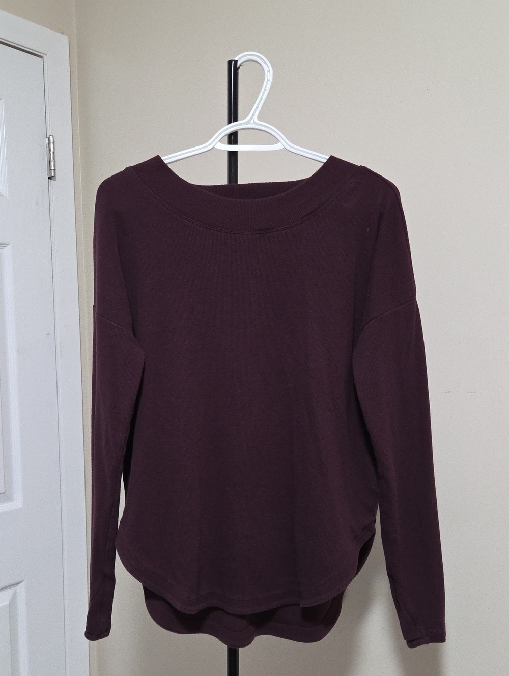 Athleta Cotton Blend Long Sleeve Scoop Neck Top - Plum